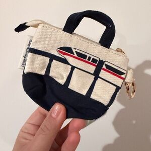 Disney parks Small Canvas keychain Pouch with monorail Design nwt
